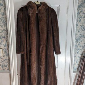 Women's Vintage John Pappas Brown Mink Fur Coat with Fox Trim Size Medium/Large
